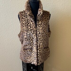 Yoki Brown Faux Animal Print Vest and Headband